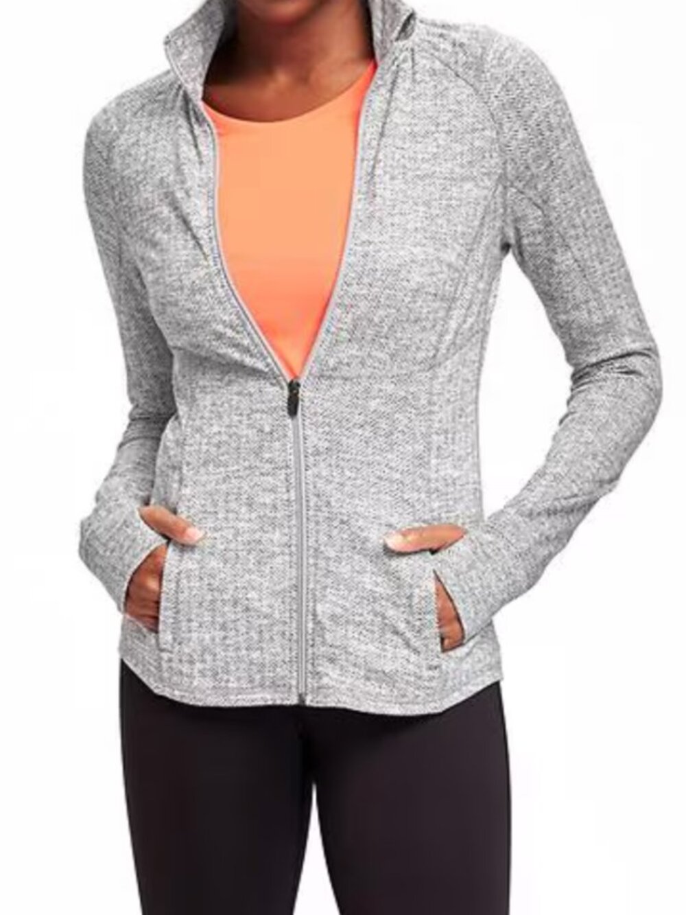 Old Navy Gray Full-Zip Compression Jacket